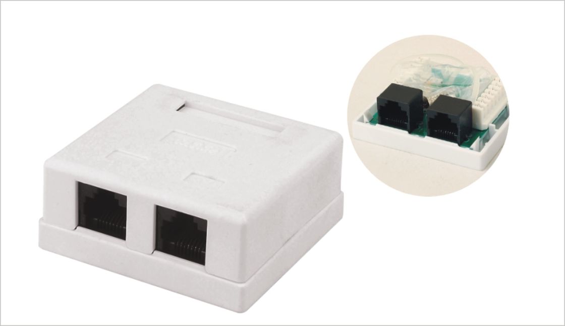 2 Cổng Mạng Tường Ổ Cắm Ổ Cắm Bề Mặt Núi Hộp RJ45 CAT5E CAT6 Màu Trắng YH7014